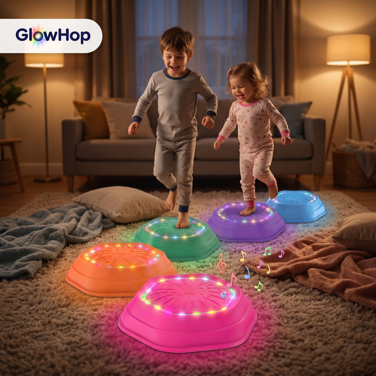 GlowHop™ - Light-Up Musical Stepping Stones